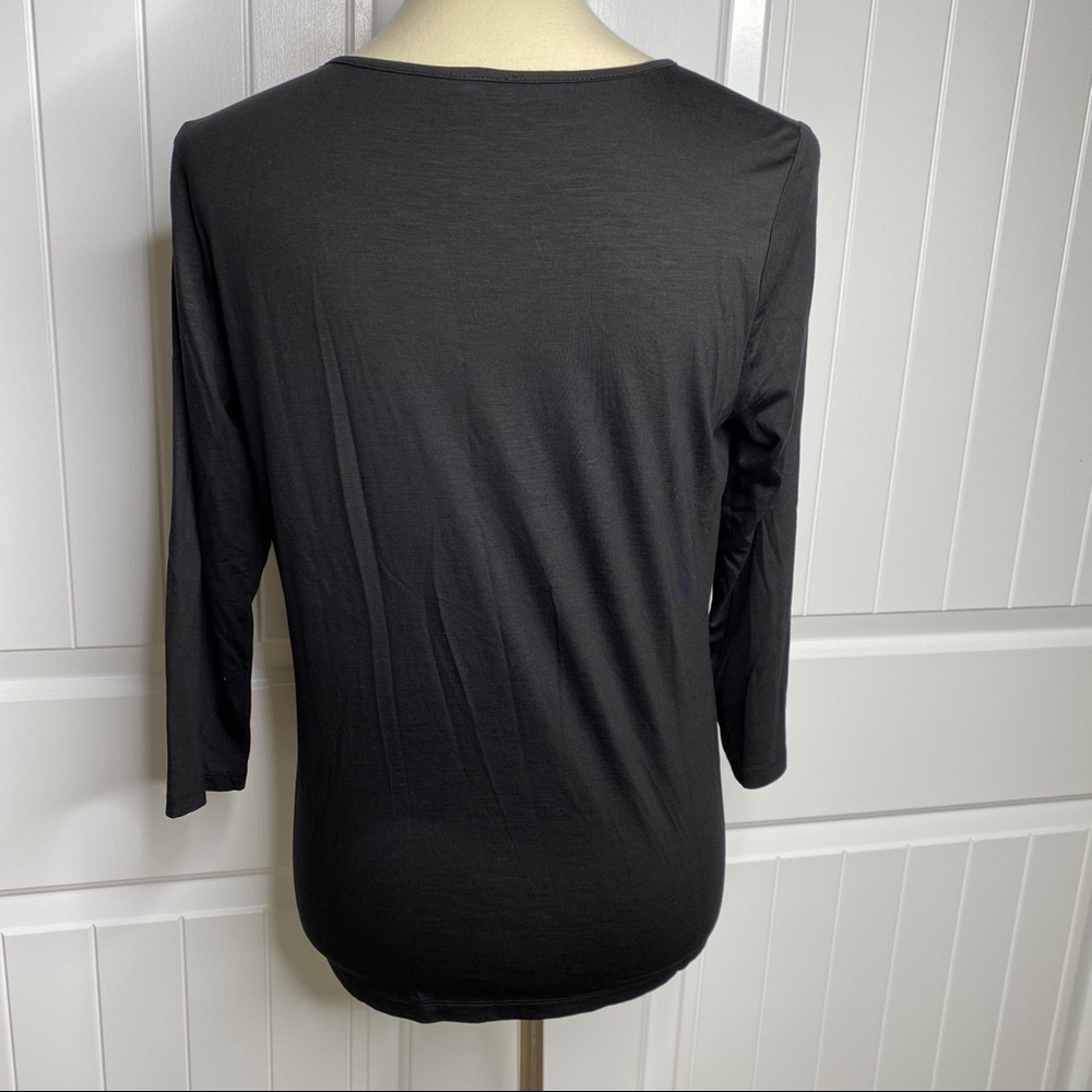 Talbots black ruffle top size MP - Picture 3 of 5